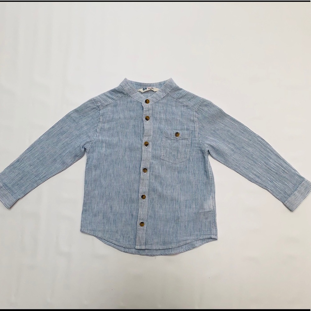 H&M Boy Linen Collarless shirt